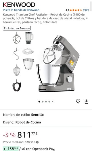 Amasadora Kenwood Titanium Chef XL