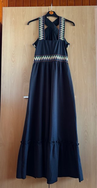 Vestido largo negro estilo boho. Talla M. Nuevo
