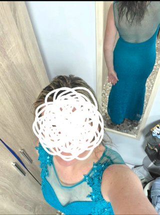 Vestido de fiesta verde azulado