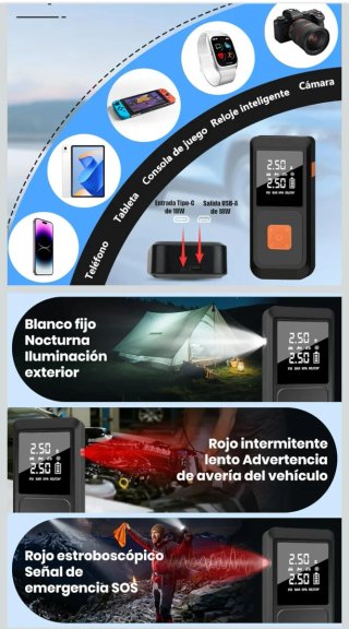 Arrancador de batería 12V con compresor de aire
