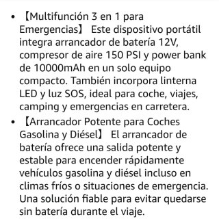 Arrancador de batería 12V con compresor de aire