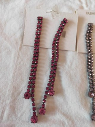 Lote 3 pares pendientes largos cadenas