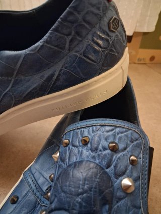 Philipp Plein Mocasines Talla 41 Azul Cocodrilo