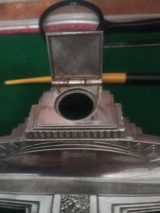 Tintero Art Deco Francia 1920 con soporte pluma