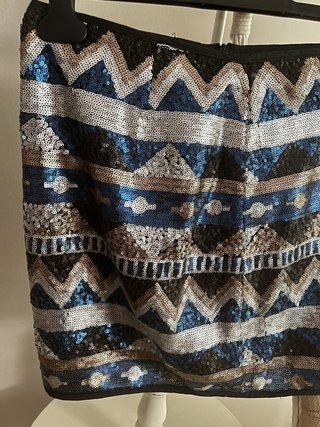 Falda mini lentejuelas azul y plata