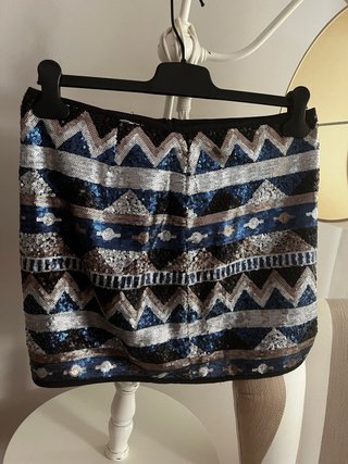 Falda mini lentejuelas azul y plata