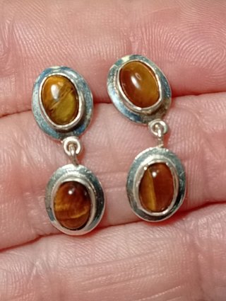 Pendientes Plata Ley Ojo Tigre