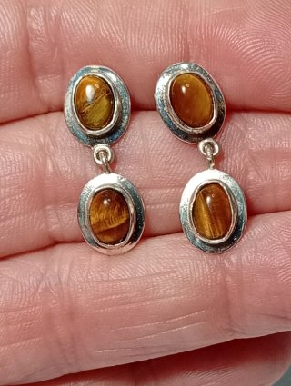 Pendientes Plata Ley Ojo Tigre