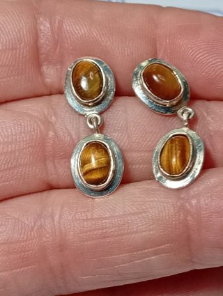 Pendientes Plata Ley Ojo Tigre
