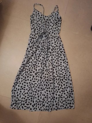 Vestido estampado negro y azul