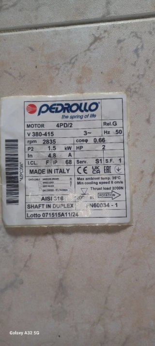Motor Sumergible 4" Pedrollo Trifásico. De 2cv.