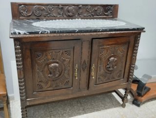 Mueble antiguo madera y mármol