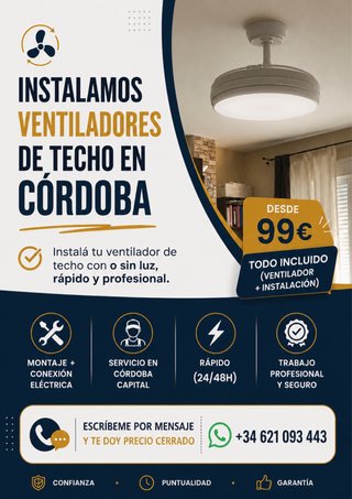 INSTALACIÓN Y VENTA DE VENTILADOR DE TECHO CORDOBA