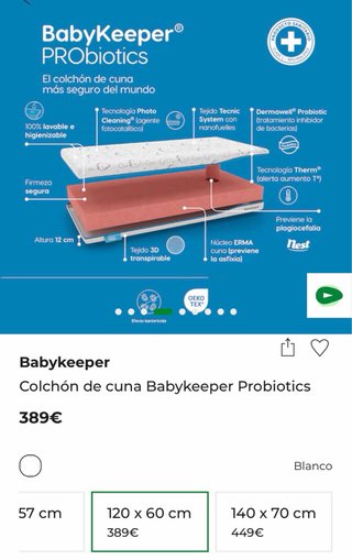 Colchón Cuna 60x120 Babykeeper