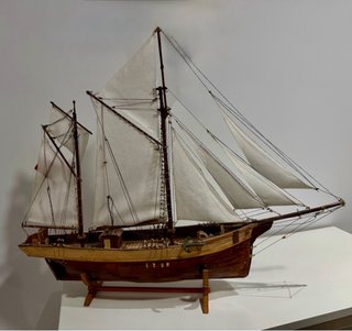 Maqueta Barco Madera Antigüedad 55x65cm