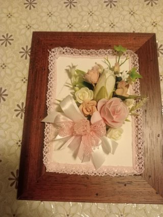 Quadretto shabby con fiori e fiocco