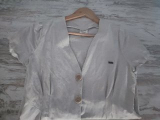 Vestido Clotsy Brand Lino Algodón Beige