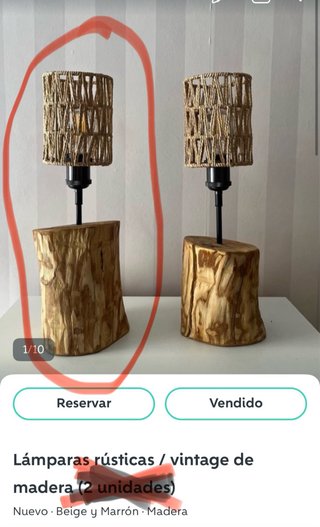 Lámpara rústica madera (1 unidad)