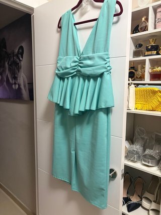 Vestido de evento verde azulado