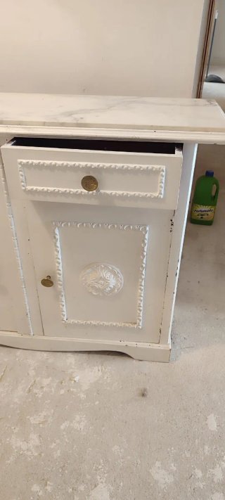 Mueble recibidor mármol y madera