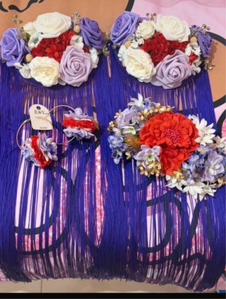 Vestido de flamenca rojo y morado