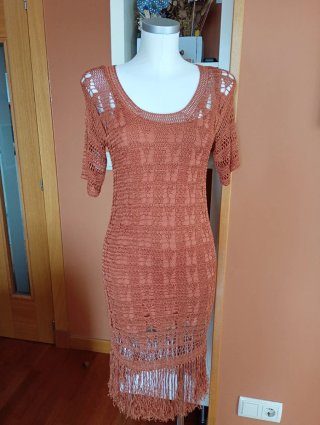 Vestido crochet color teja talla S