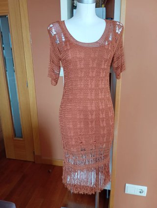 Vestido crochet color teja talla S