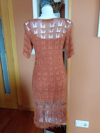 Vestido crochet color teja talla S