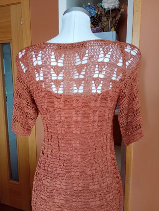 Vestido crochet color teja talla S