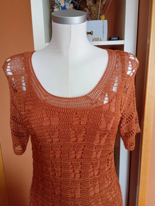Vestido crochet color teja talla S