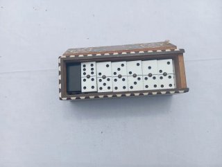 Dominó Vintage Caja Taracea Madera Artesanal
