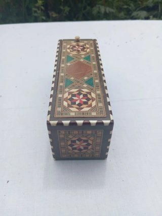 Dominó Vintage Caja Taracea Madera Artesanal
