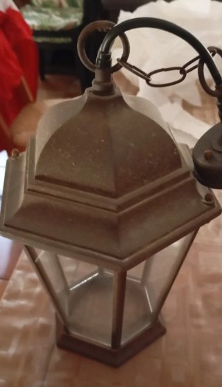 Lámpara Farol Metálica y Cristal