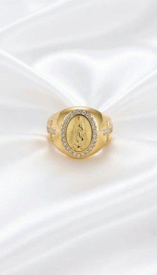 Anillo Hombre Acero Inoxidable Bañado Oro