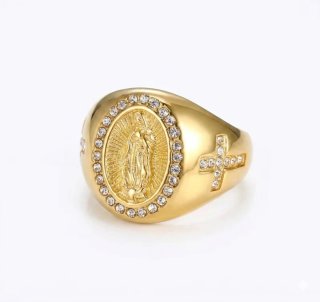 Anillo Hombre Acero Inoxidable Bañado Oro