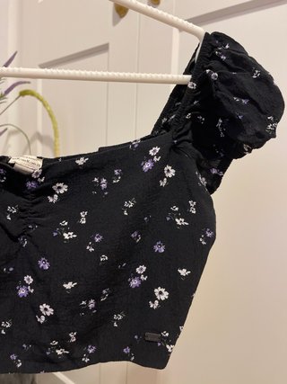 Top floral negro mujer talla M