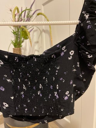 Top floral negro mujer talla M