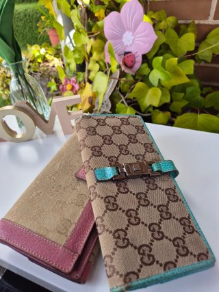 2x1 Cartera GUCCI Originales Marrón- Rosa-Azul