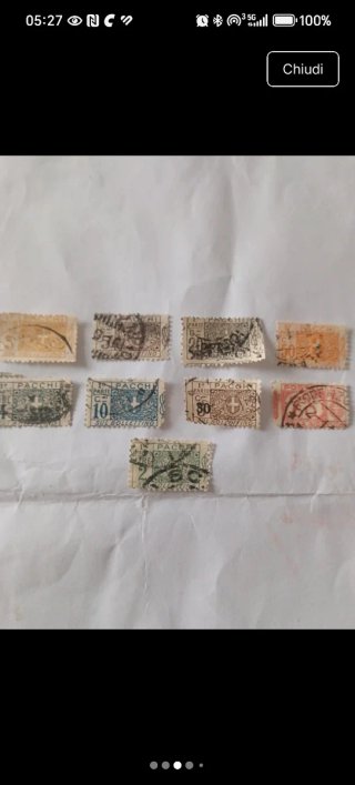 9 Francobolli Pacchi Regno d'Italia 1919/20