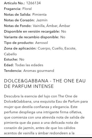 Dolce & Gabbana The One Intense Eau de Parfum 30 m