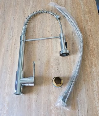 Grifo cocina nuevo plateado extensible fregadero