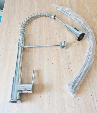 Grifo cocina nuevo plateado extensible fregadero