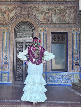 Traje Flamenca Encaje Beige Talla Única