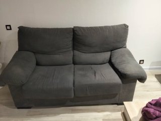 Sofá 3 y 2 plazas tela gris