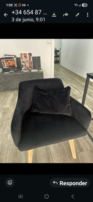 Tavolo nero con 2 poltroncine in velluto nero
