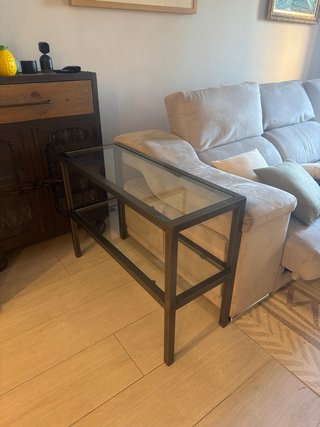 Mesa auxiliar cristal y metal Globo Mobiliario