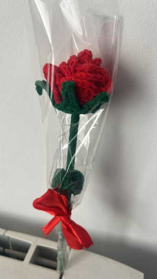 Lote 3 Flores Crochet Rojas y Verdes