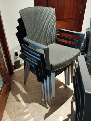 Sillas con brazos de resina terraza Gris Antracita