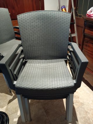 Sillas con brazos de resina terraza Gris Antracita