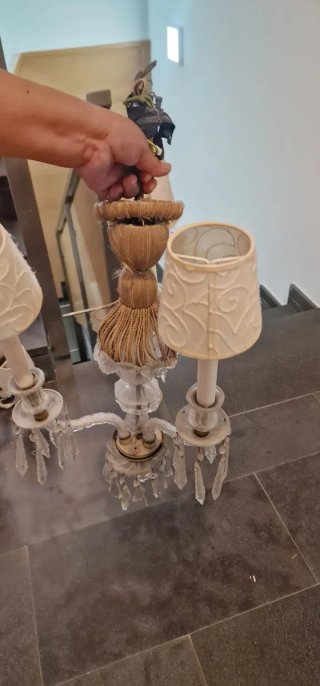 Lámpara colgante de cristal y metal Antigüedad